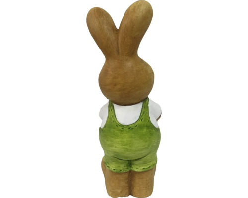 Figurine de lapin de Pâques en céramique avec salopette, vue arrière