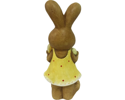 Figurine de lapin de Pâques en céramique avec robe et œufs de Pâques
