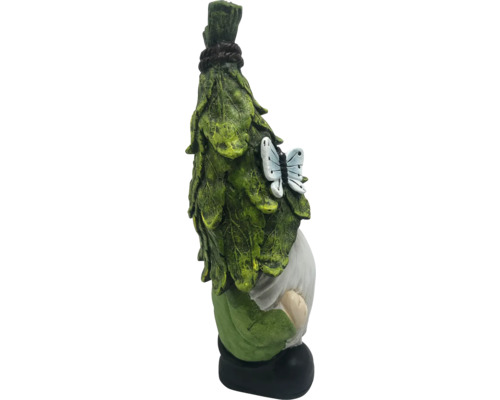 Gartenzwerg mit Blätterdekor und Schmetterling