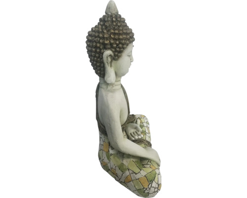 Buddhafigur aus Kunststein im Mosaikstil
