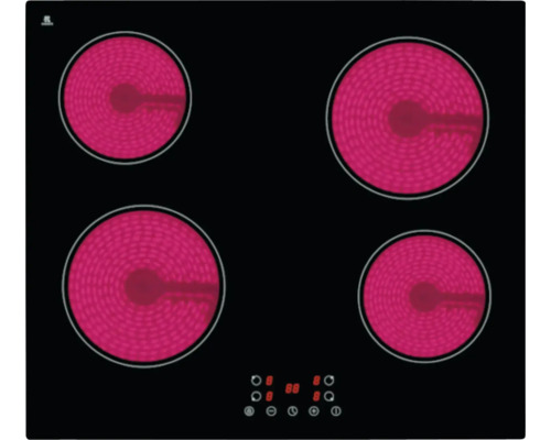 Plaque de cuisson noire avec quatre zones de cuisson