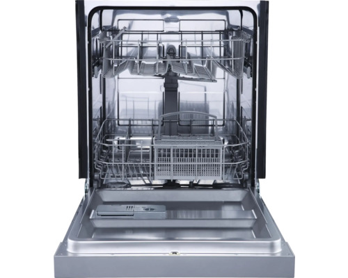 Lave-vaisselle ouvert avec paniers à vaisselle