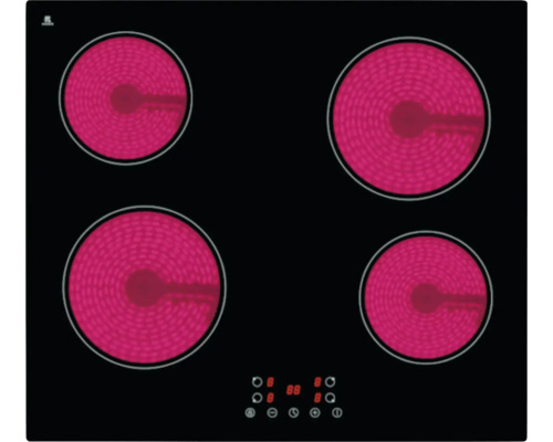 Plaque vitrocéramique avec quatre zones de cuisson