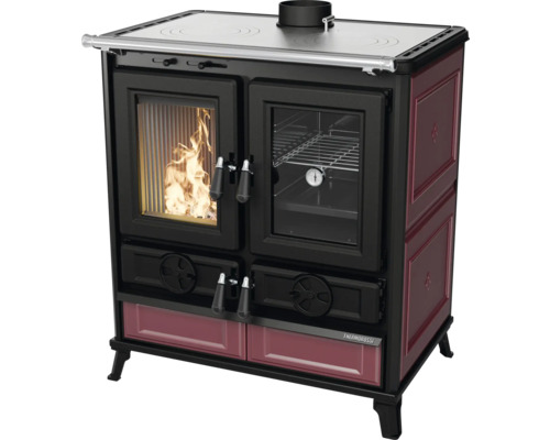 Poêle à bois Thermorossi Violetta Evo fonte céramique bordeaux 8,2 kW