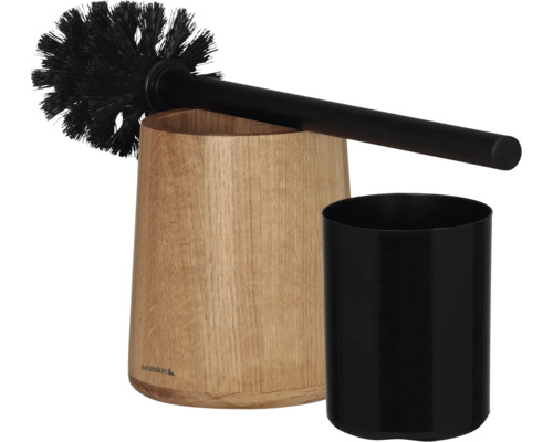 Toilettenbürste mit Halter aus Holz und Kunststoffeinsatz