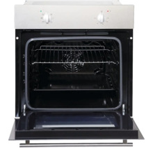 Geöffneter Backofen mit Grillrost und Umluftventilator