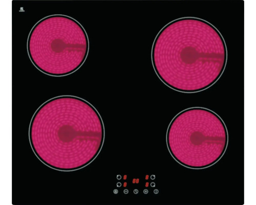 Plaque vitrocéramique avec quatre zones de cuisson