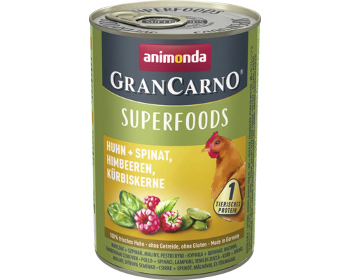 Pâtée pour chien animonda Gran Carno Superfoods poulet & épinards 400 g