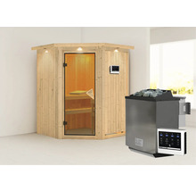 Sauna avec poêle de sauna et unité de commande