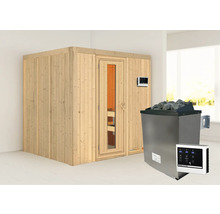 Holzsauna mit Saunaofen und Steuerung