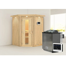 Holzsauna mit Saunaofen und Steuerung