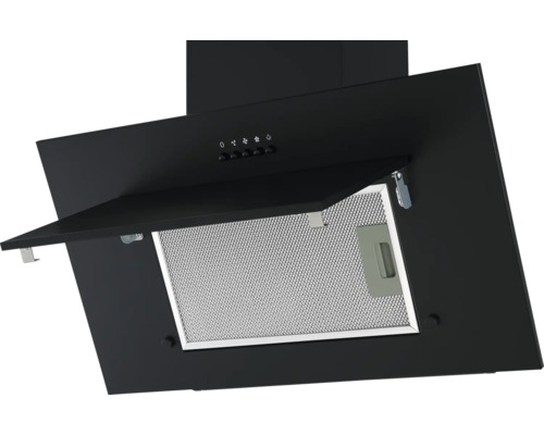 Hotte de cuisine noire avec filtre métallique