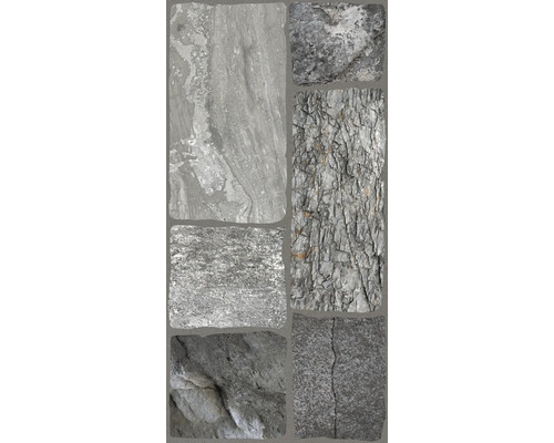 Feinsteinzeug Wand- und Bodenfliese Leo grigio 30 x 60 matt Verschiedene graue Steintexturen für den Aussenbereich