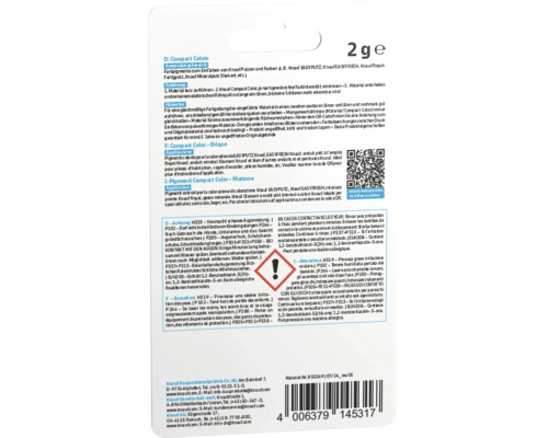 Informations sur les pigments de couleur Knauf Compact Colors et consignes de sécurité