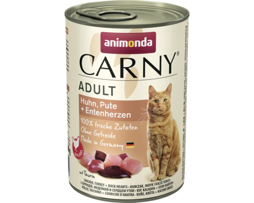 Katzenfutter nass animonda Carny Adult Huhn & Pute & Entenherzen 400 g