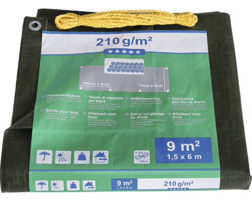 Holzabdeckplane neun Quadratmeter mit Kordel