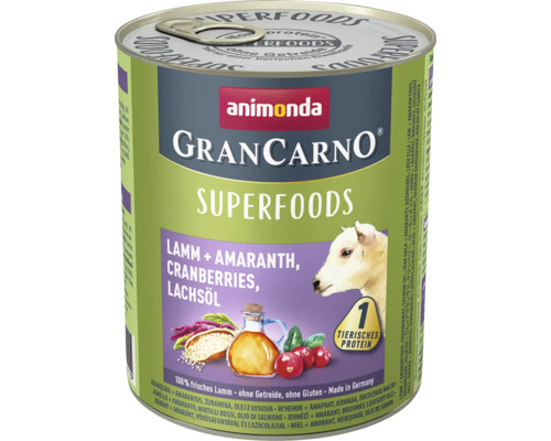 Pâtée pour chien animonda Gran Carno Superfood agneau & amarante 800 g