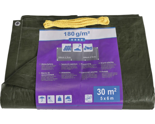 Bâche textile bâche universelle 180 g/m² vert 5 x 6 m