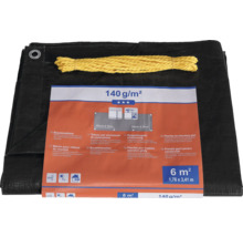 Bâche de chantier avec corde et œillets, grammage 140 grammes par mètre carré, dimension 6 mètres carrés