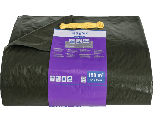 Abdeckplane mit einer Größe von 12 x 15 Metern und einem Gewicht von 180 Gramm pro Quadratmeter