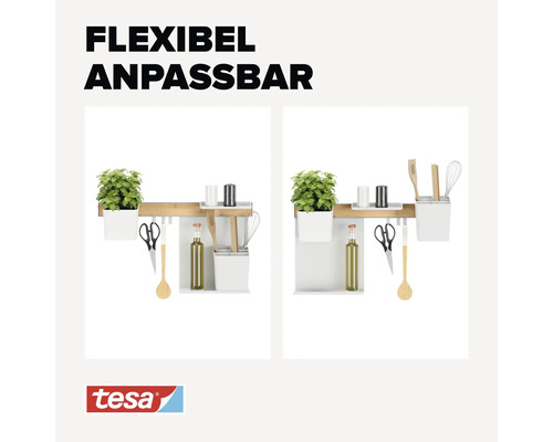 Flexibles, anpassbares Küchensystem mit verschiedenen Utensilien und Dekorationselementen