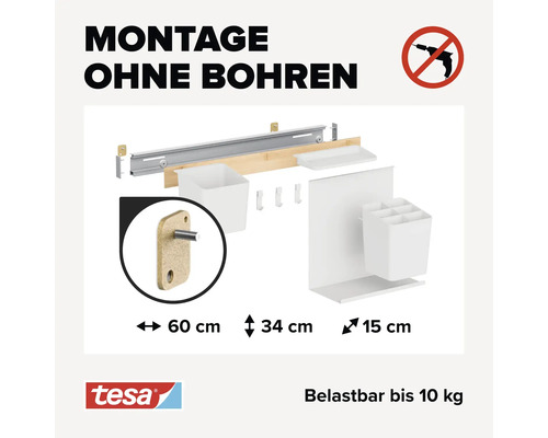 Tesa Montage ohne Bohren System mit Zubehör und Montageanleitung