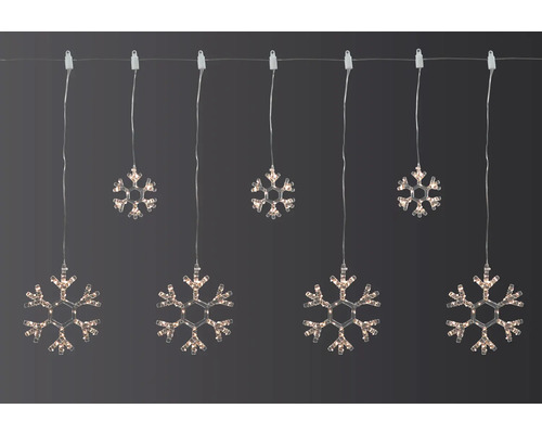LED Lichterkette Lafiora Schneeflocke 0,9 m + Zuleitungslänge 5 m 330 LEDs Lichtfarbe bernstein dimmbar inkl. 6 Stunden Timer LED-Lichterkette mit Schneeflockenmotiven für den Innenbereich