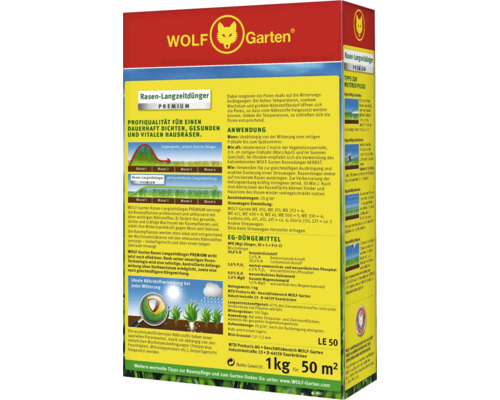 Wolf Garten Rasen Langzeitdünger Premium für 50 Quadratmeter