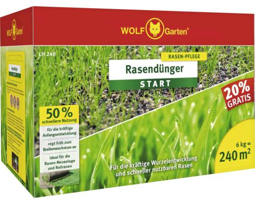 Engrais pour gazon START WOLF-Garten 6,25kg 250 m² Wolf Garten Engrais pour gazon Start Pack pour l''entretien des pelouses
