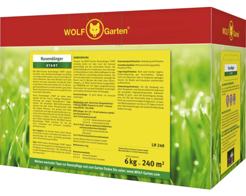 Wolf Garten Rasendünger Start, 6 Kilogramm Packung für 240 Quadratmeter Rasenfläche