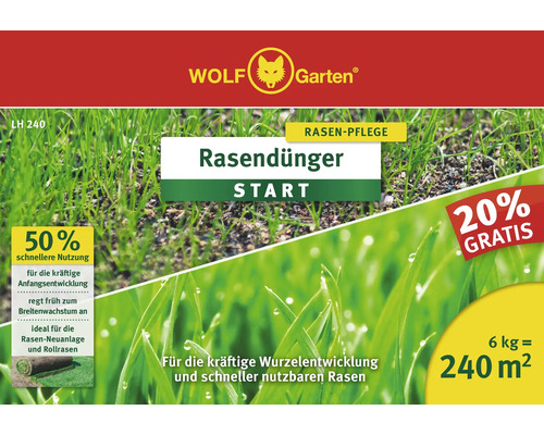 Wolf Garten Rasendünger Start, 6 Kilogramm für 240 Quadratmeter Rasenfläche