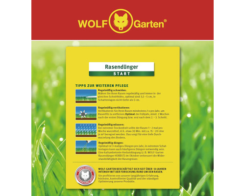 Wolf Garten Rasendünger Start Hinweise zur Rasenpflege