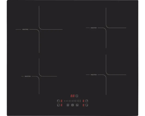 Induktionskochfeld mit vier Kochzonen und digitaler Steuerung