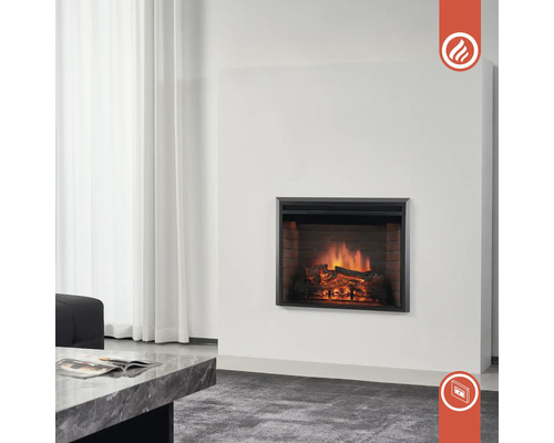 Cheminée électrique dans un salon moderne au design minimaliste