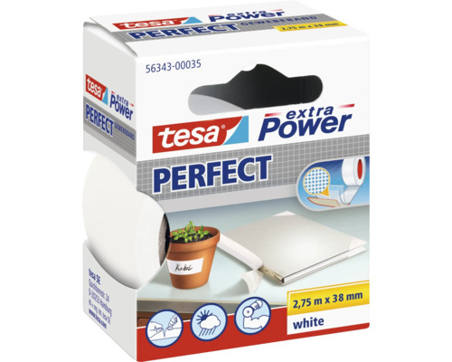 tesa extra Power Perfect Gewebeband weiß 2,75m x 38mm Tesa Extra Power Perfect Gewebeband, 2,75 m x 38 mm, weiß