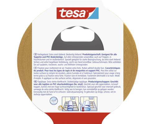 Logo Tesa, ruban adhésif pour moquettes et revêtements de sol PVC