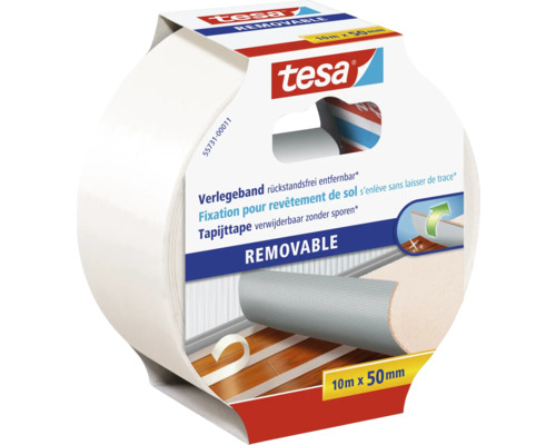 Tesa Fixation pour revêtement de sol s''enlève sans laisser de trace, 10 mètres x 50 millimètres