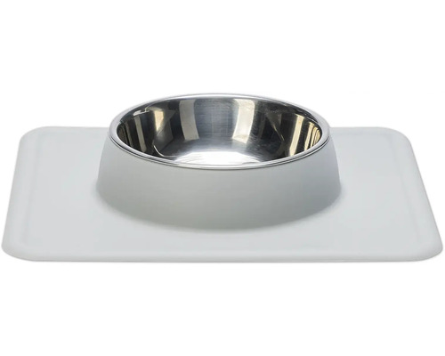 Gamelle en acier inoxydable sur un support pour animaux de compagnie