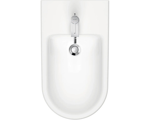 Draufsicht auf ein weißes Bidet mit Armatur