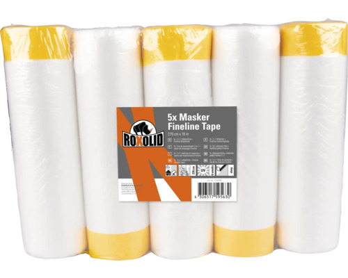 Film de protection et ruban de masquage ROXOLID pack pro Fineline Masker combiné 270 cm x 16 m 5 pièces Film de protection et ruban de masquage ROXOLID pack pro Fineline Masker combiné 270 cm x 16 m 5 pièces