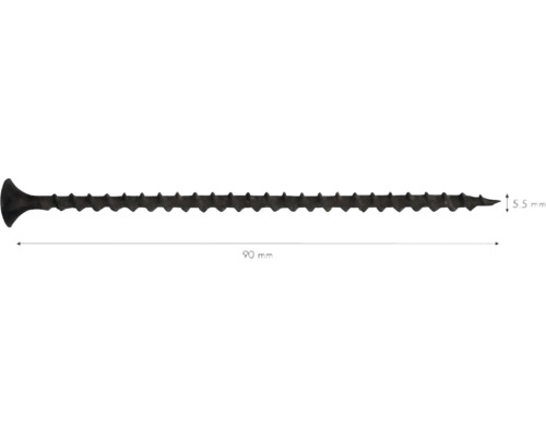 Eine einzelne Schraube mit einer Länge von 90 mm und einem Durchmesser von 5.5 mm.