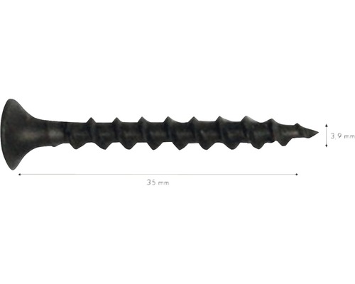 Vis noire d''une longueur de 35 mm et d''un diamètre de 3,9 mm