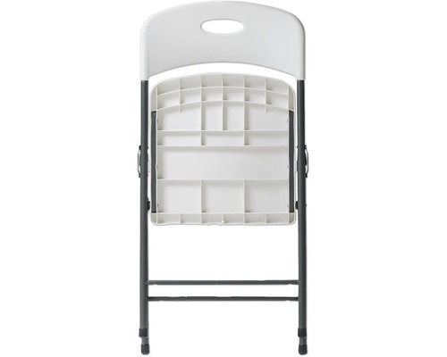 Klappstuhl mit Metallrahmen und Kunststoffoberfläche