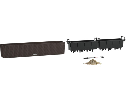 Brauner Pflanzkasten mit Bewässerungssystem und Zubehör