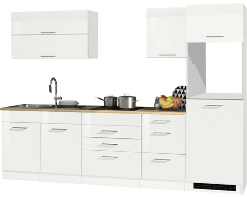 Held Möbel Küchenzeile Mailand 290 cm weiß hochglanz zerlegt