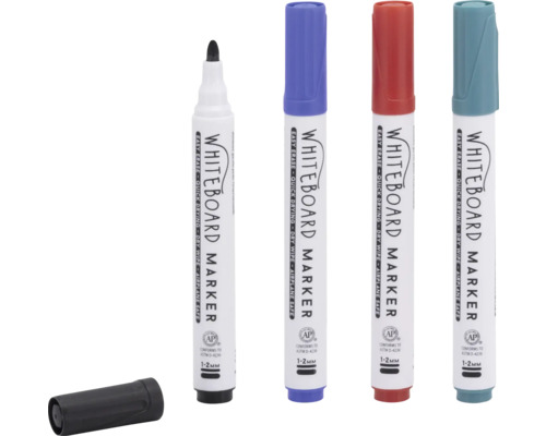 Marqueur pour tableau blanc 1-2 mm multicolore 4 couleurs Quatre marqueurs pour tableau blanc de différentes couleurs avec un capuchon noir