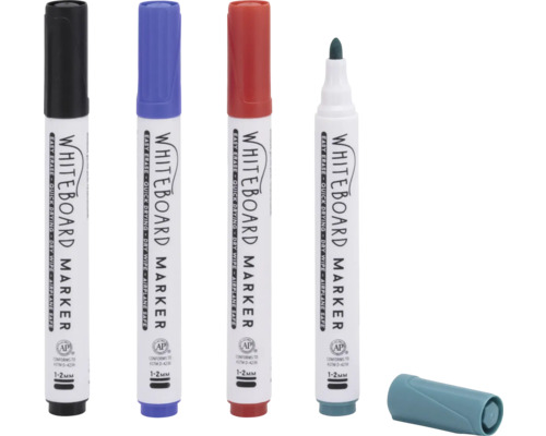 Quatre marqueurs pour tableau blanc avec différentes épaisseurs de trait