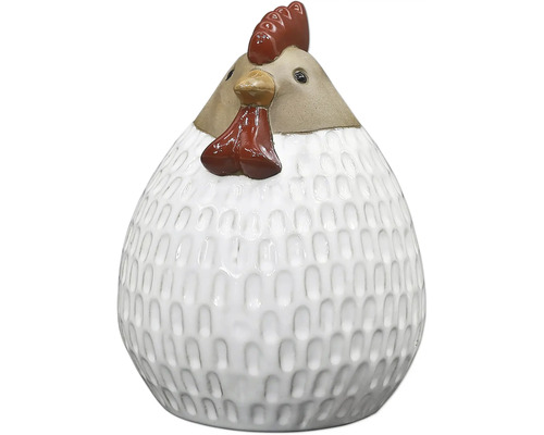 Figurine décorative poule Lafiora h 24,5 cm céramique blanc