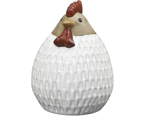 Figurine décorative poule Lafiora h 19,5 cm céramique blanc