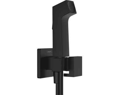 hansgrohe Bidetbrauseset Bidette 1jet E EcoSmart für Kaltwasser mit Brausehalter und Brauseschlauch 125 cm eckig schwarz matt 29231670 Hansgrohe Bidetbrause mit Wandhalterung